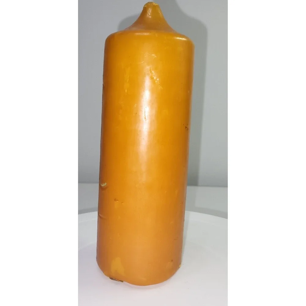 Vintage Bad Neustadt Germany Beeswax Pillar Candle Crest Souvenir 7in